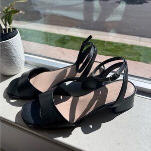 Kelly & Katie Low-Block Heel Sandal with Ankle Strap Size 10